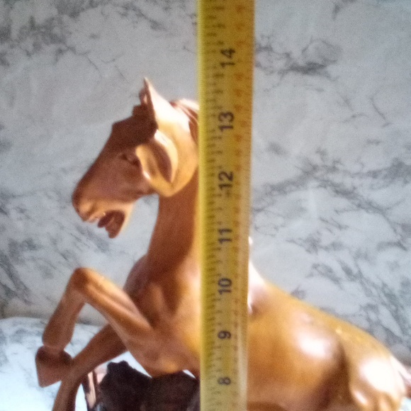Vintage Mid- century Modern Large Hand carved Wood Rearing Horse Stallion Statue - Picture 6 of 16
